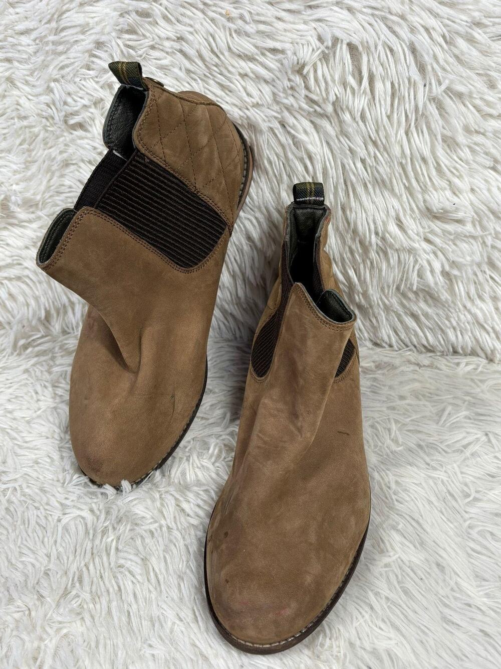 Barbour Boots Womens Size 6 Brown Suede Quilted Chelsea Ankle Booties Casual